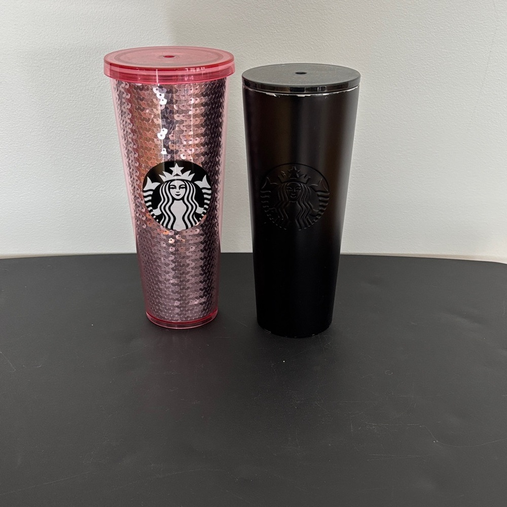 Starbucks Pink Textured and Black Tumbler Duo